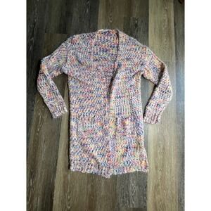 Cardigan Women L Multicolor Excellent Longline Confetti Space Dye Knit